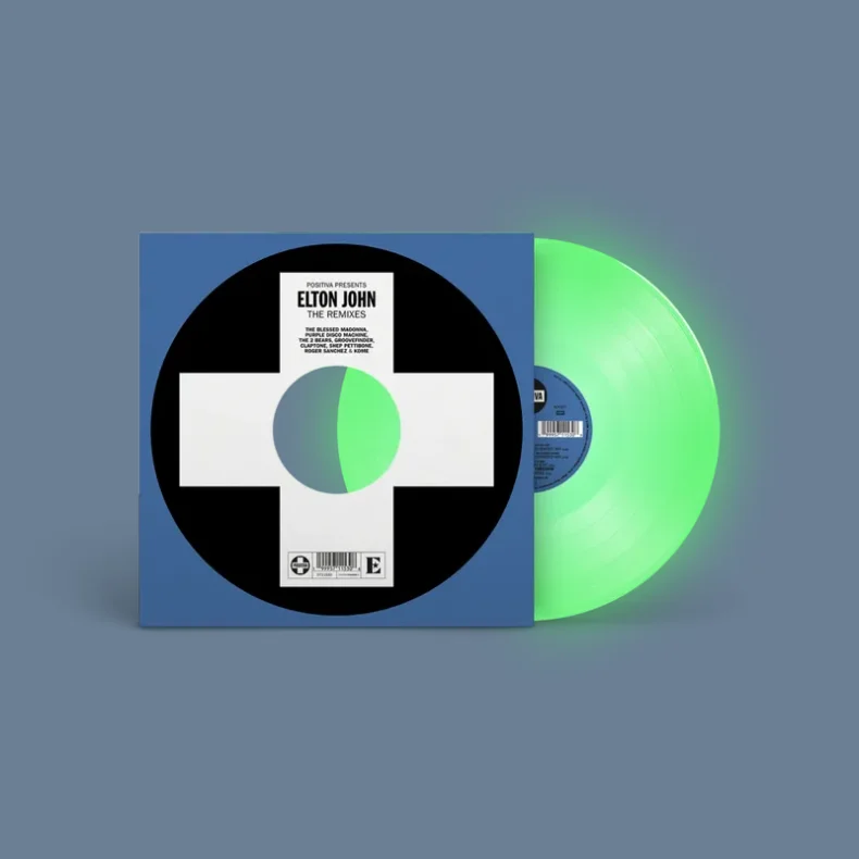 Positiva Presents: Elton John - The Remixes - 2026 European EMI label Glow In The Dark vinyl 8-track LP - RSD2026