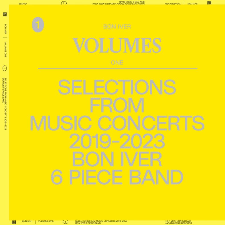 VOLUMES: ONE (SELECTIONS FROM MUSIC CONCERTS 2019-2023 BON IVER 6 PIECE BAND) - 2026 US Jagjaguwar Records 11-track LP (Pre-Order)
