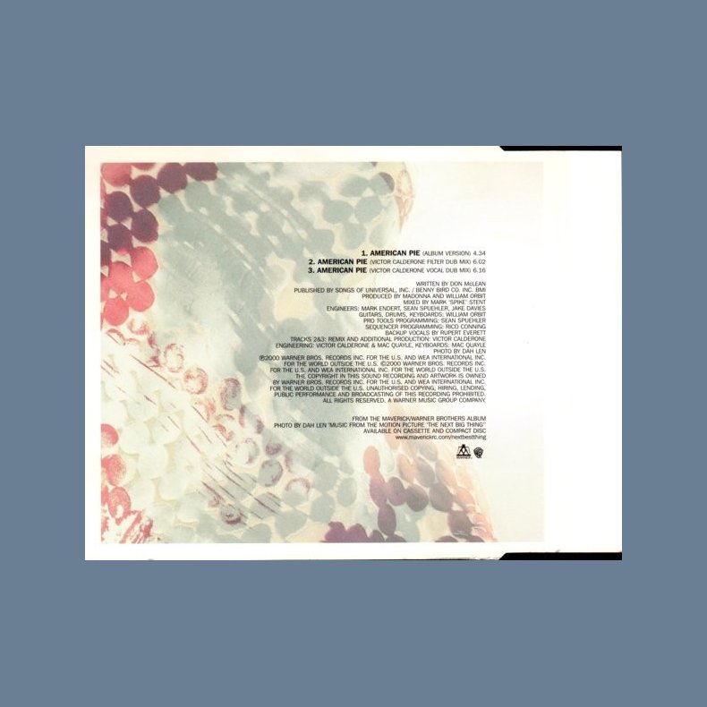 American Pie - 2000 UK Maverick/Warner Bros label 3-track CD-Single
