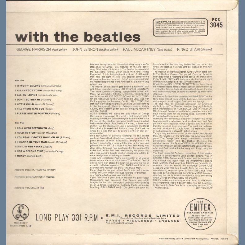 With the Beatles - UK 3rd Stereo Pressing - "The Gramphone CO. LTD." and "Sold In The UK" label text