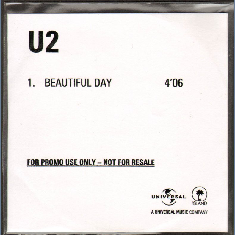 Beautiful Day - Authentic 2001 UK Island label 1-track CD Acetate