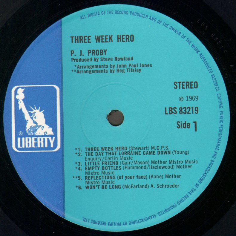 Three Week Hero - Original UK Stereo Vinyl Issue