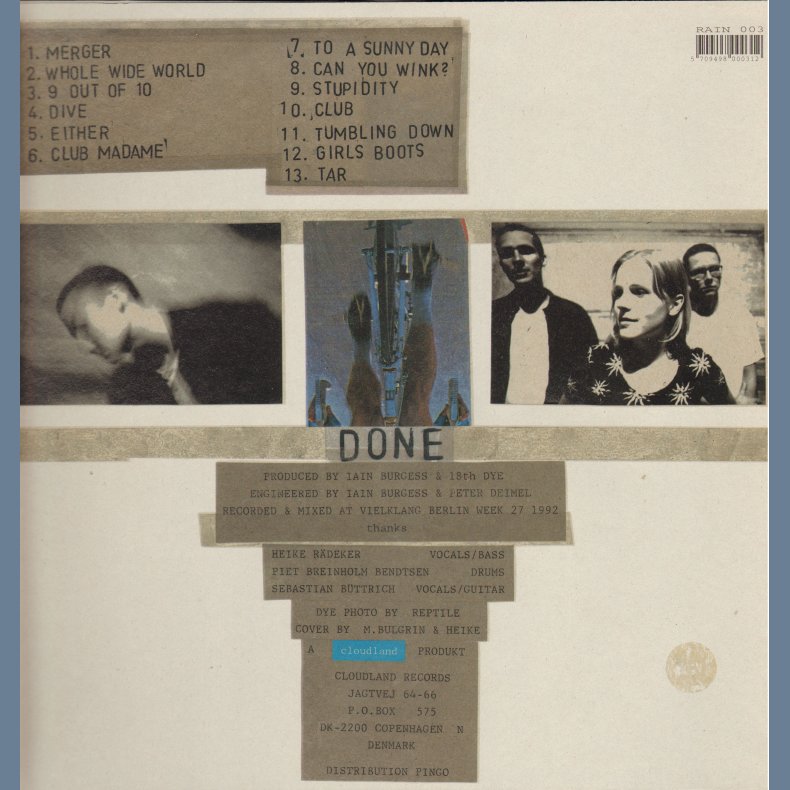 Done - 1992 Danish Cloudland label 13-track Vinyl LP 