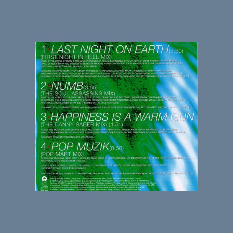 Last Night On Earth - 1997 UK Island Records 3-track CD Single