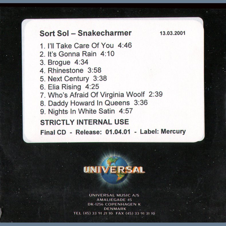 Snakecharmer - Authentic 2001 Danish Sony label 11-track CD Acetate