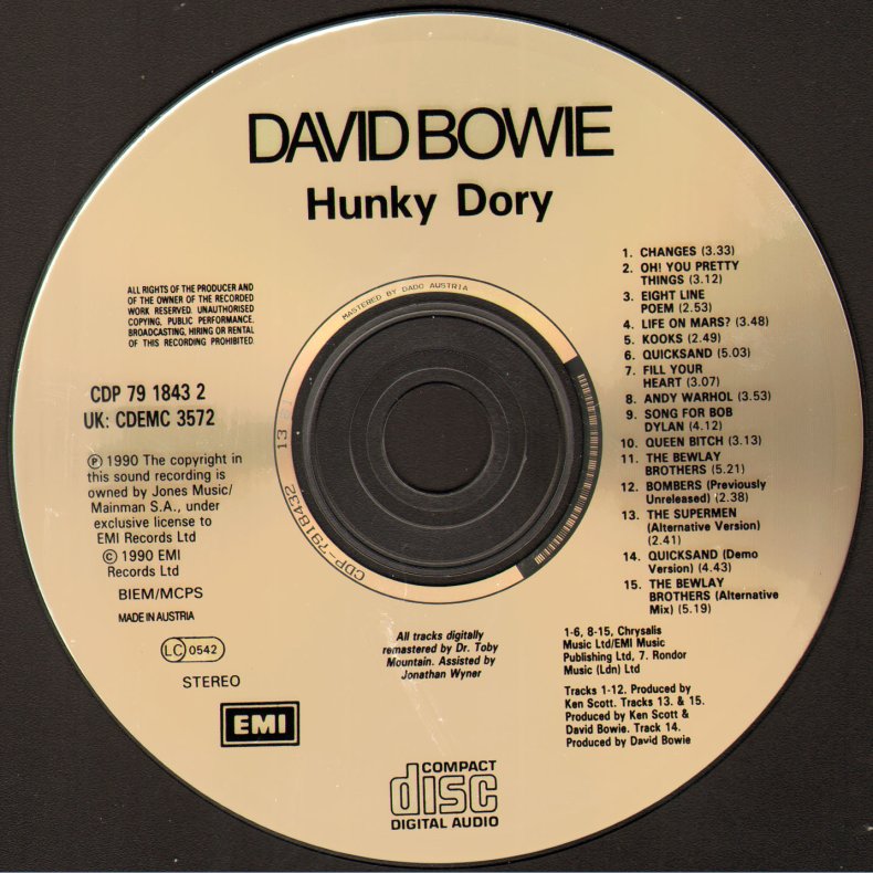 Hunky Dory - 1990 Austrian Issue Incl. Bonus Tracks