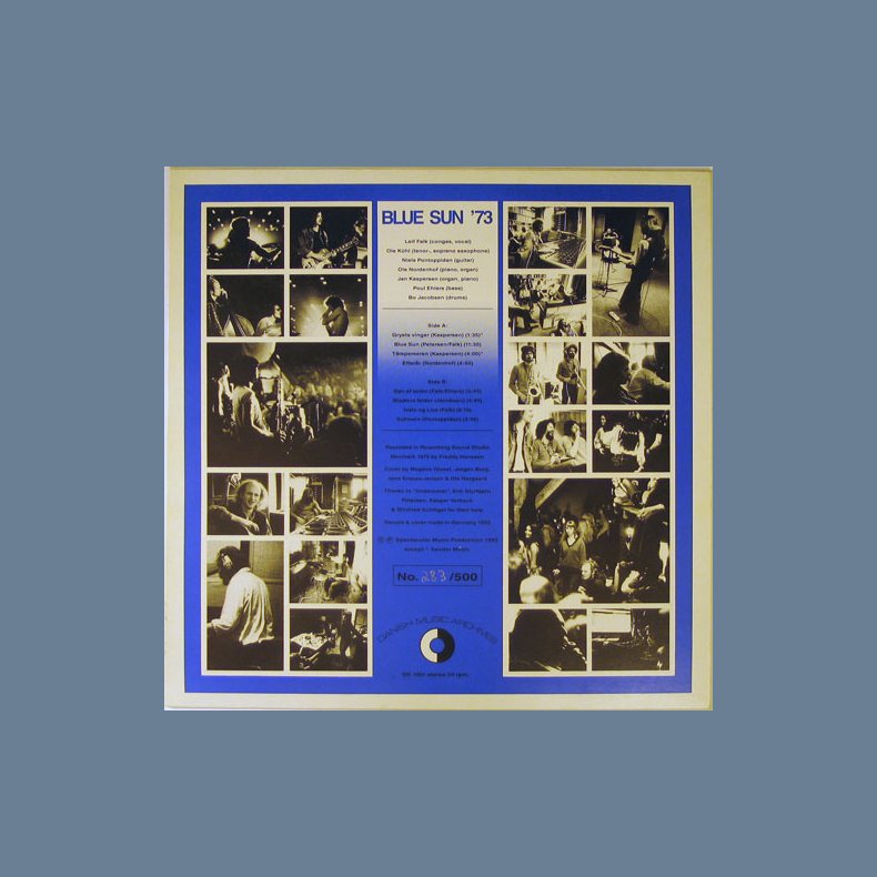 Blue Sun '73 - Original 1992  Danish Music Archives label Blue Vinyl 8-track LP - Incl. Insert