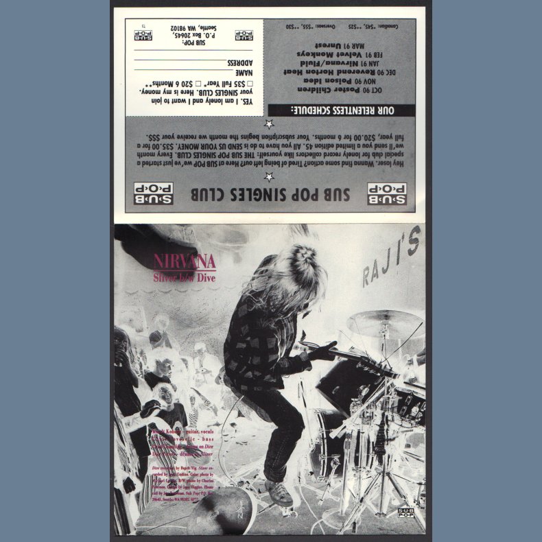 Sliver b/w Dive  - Original 1990 US Sub Pop Label 2-track 7" Single Club Release