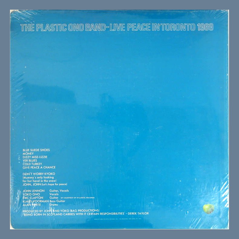 Live Peace In Toronto 1969 - Original 1970 US Apple label 8-track 1st Issue LP Incl. Calendar