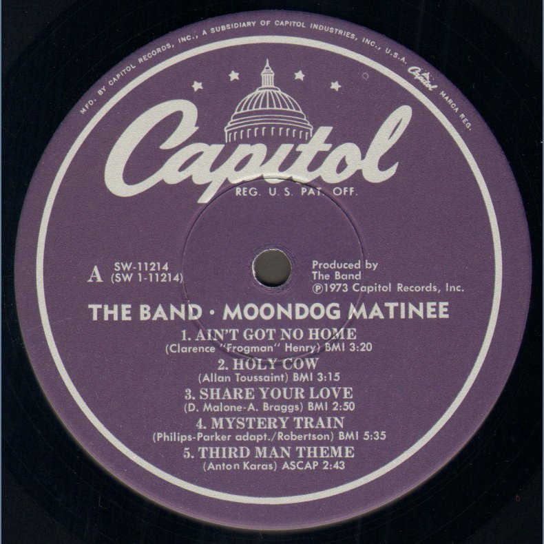 Moondog Matinee - 1973 US Capitol label 10-track LP - Purple Dome Labels