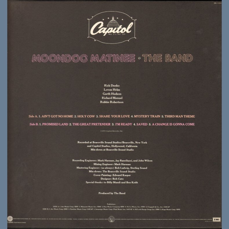 Moondog Matinee - 1973 US Capitol label 10-track LP - Purple Dome Labels