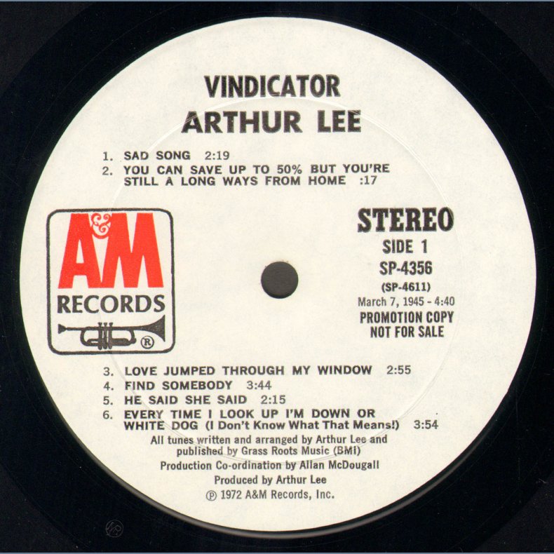 Vindicator - Original US White Label Promotional Issue