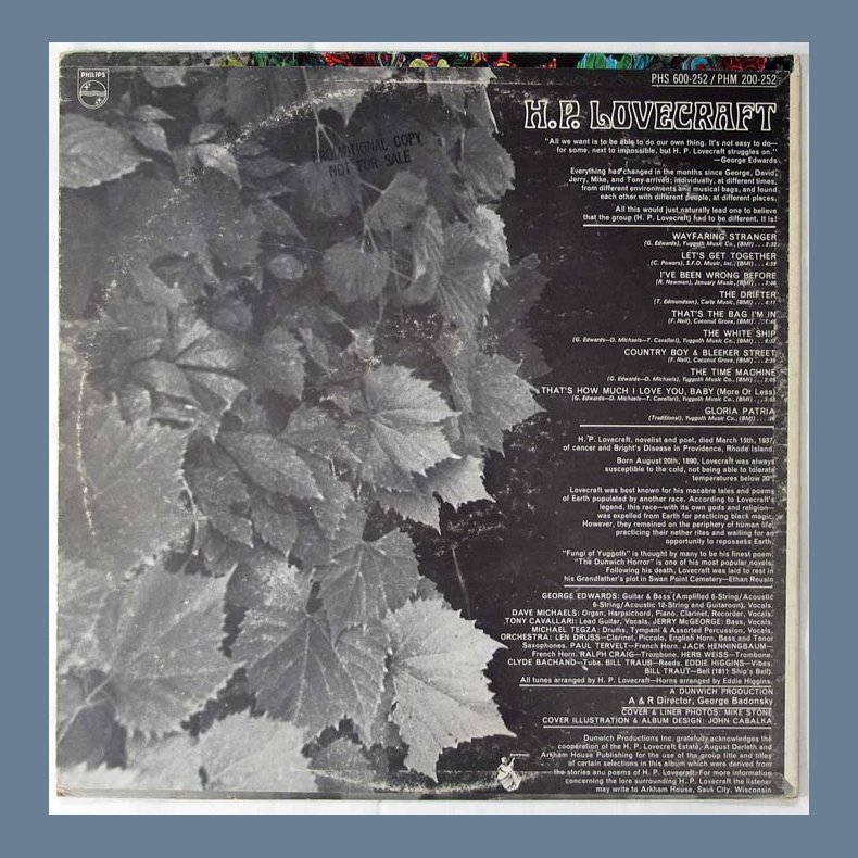 H.P. Lovecraft - 1967 US Philips label Promotional Issue 10-track Mono LP