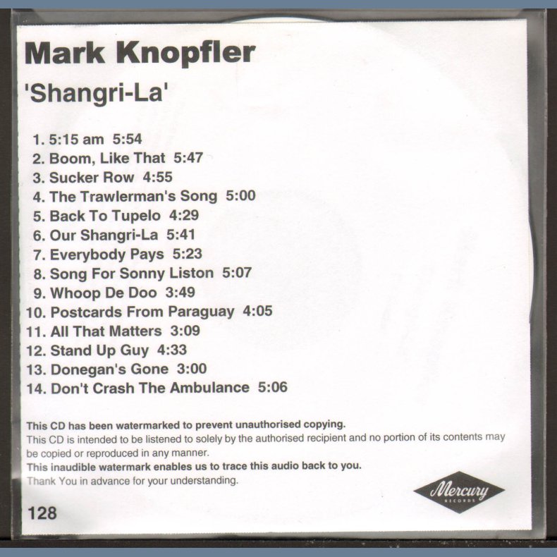 Shangri-La - UK 14-track Full Album promotional Issue CD Acetate