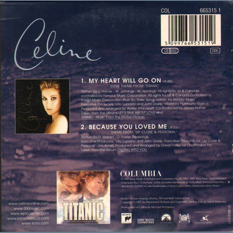 My Heart Will Go On - 1997 Austrian Printed 2-track CD Single